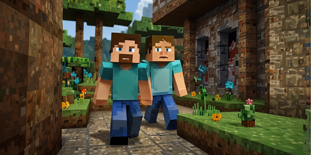 Minecraft persons Steve and Alex